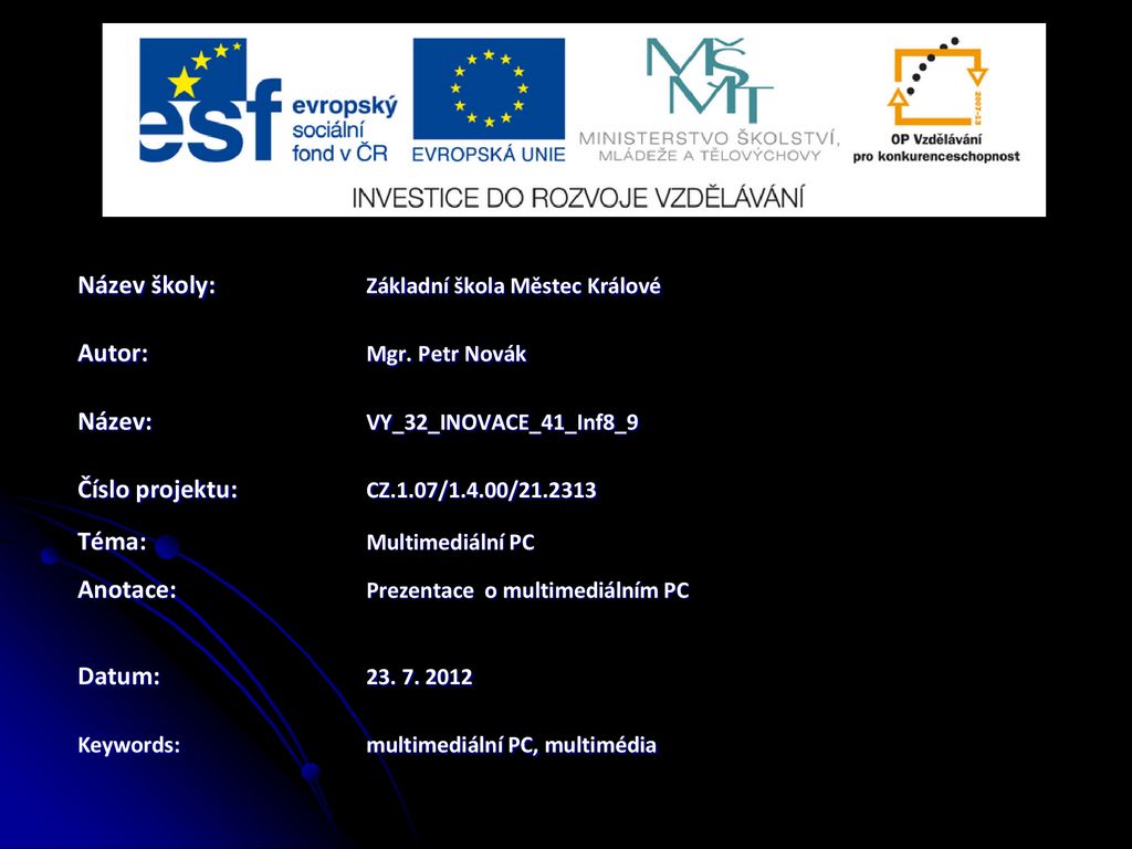 N Zev Koly Z Kladn Kola M Stec Kr Lov Autor Mgr Petr Nov K Ppt